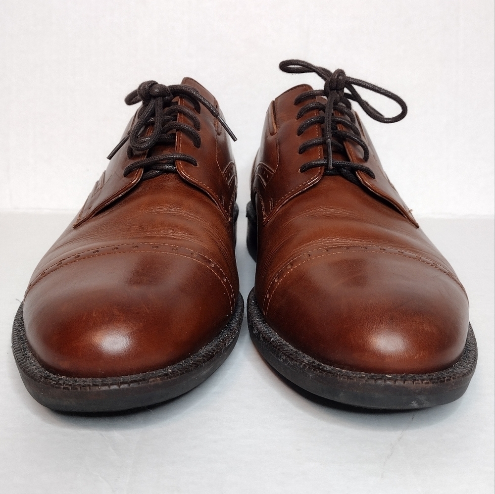 Johnston & Murphy Men's Brown Leather Lace Up Cap Toe Oxford Dress Shoes - Picture 5 of 12